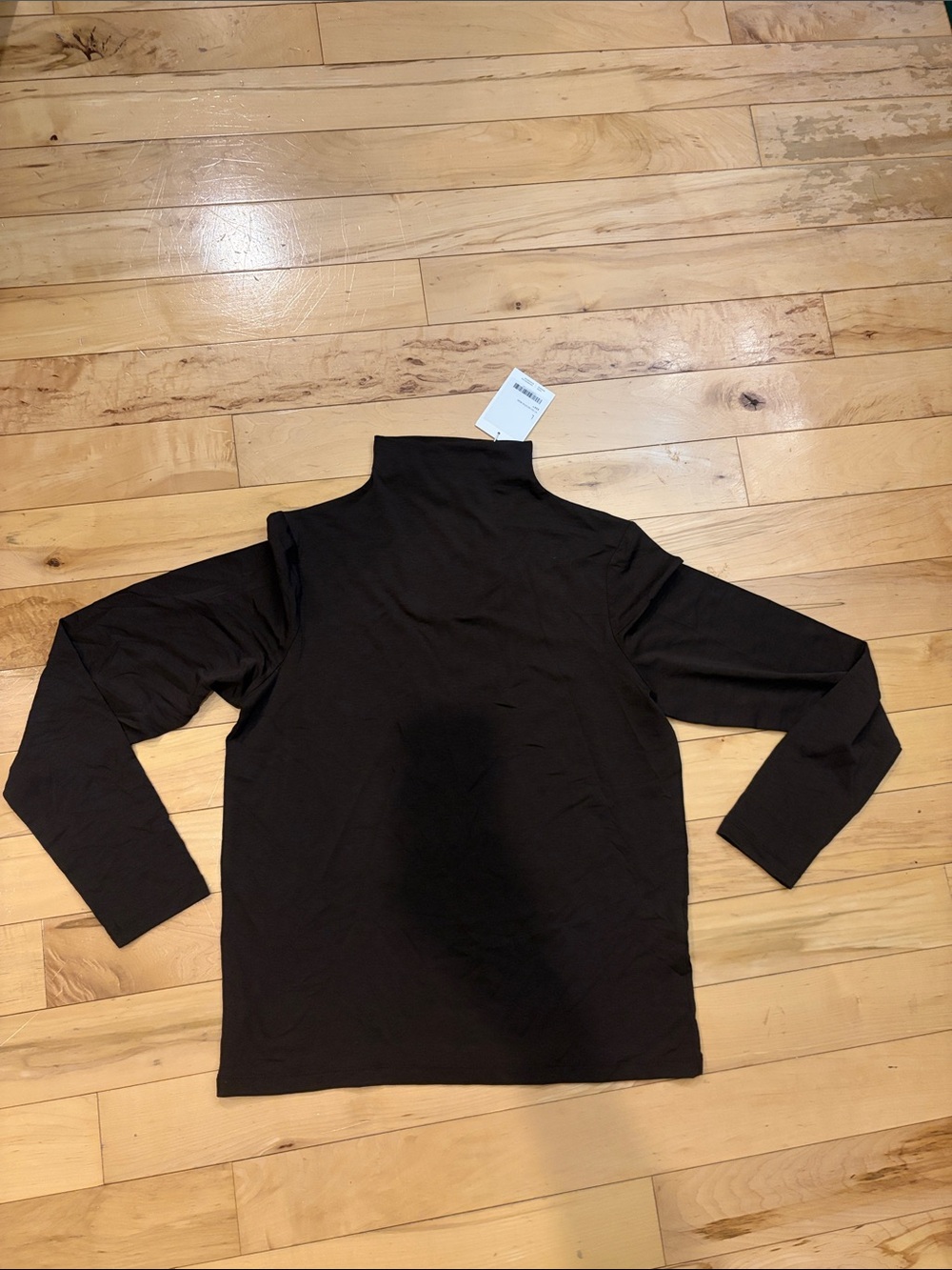 OAK + FORT Dark Brown Long Sleeve Mock Neck Top